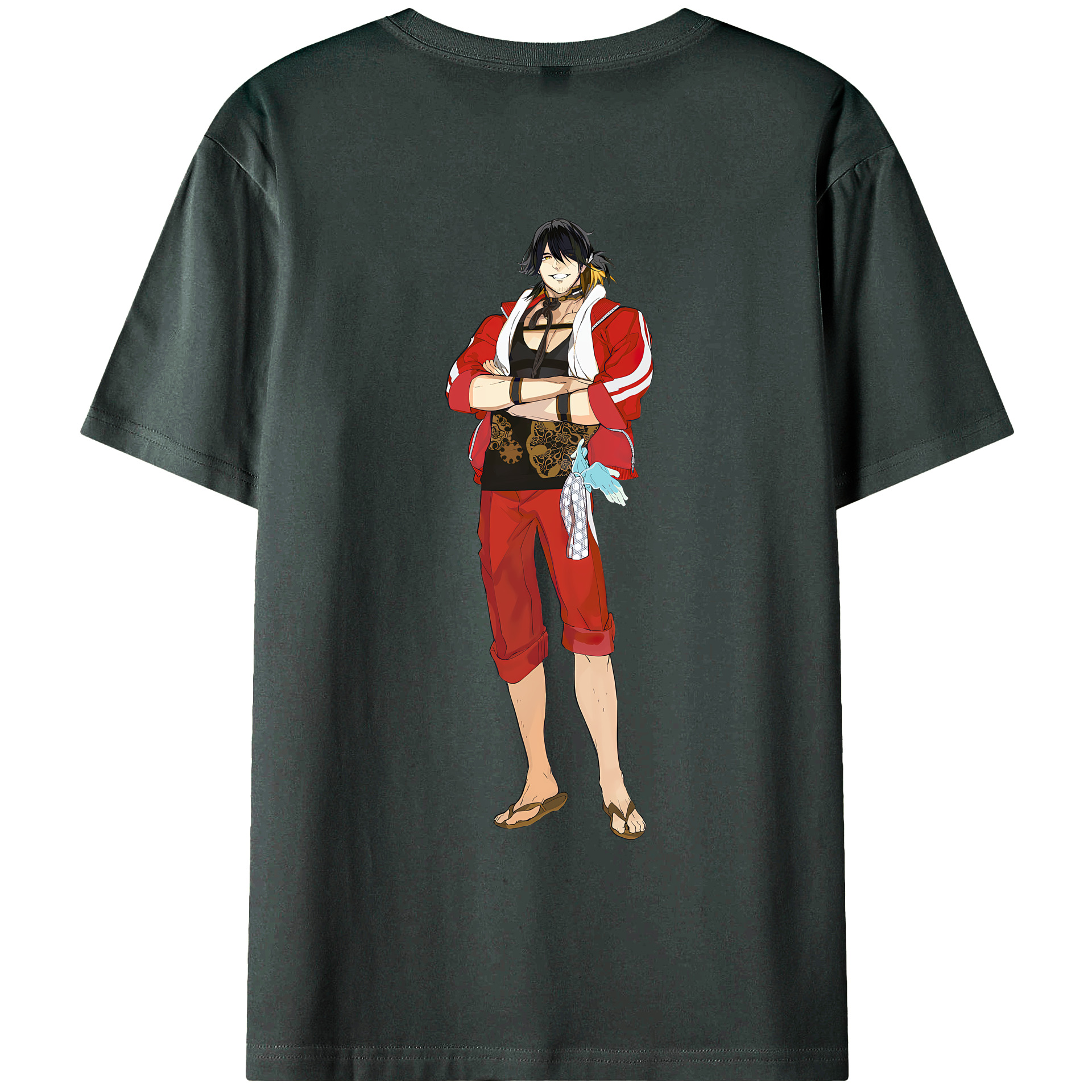 （画像用） 刀剣乱舞 Touken Ranbu 綿100％ メンズ半袖Tシャツ（バックプリント） 通気性